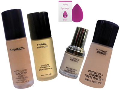 

styling Sponge Puff & Mac Mineralize Foundation 30ml& Mac Matte Liquid Foundation & Mac Mineralize Moisture Foundation 40ml& Mac Mineralize Moisture Foundation Fond Deteint Spf(Set of 5)