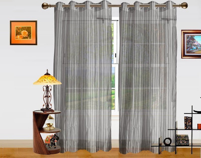 25% OFF on Dekor World 213.36 cm (7 ft) Polyester Door Curtain (Pack Of 2)(Floral, Silver)