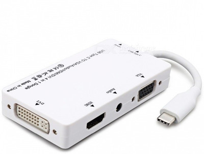 

Microware 4-in-1 USB3.1 Type-C to HDMI VGA DVI Audio Adapter - White HDMI Adapter(Compatible with Mobile, Laptop, Tablet, Mp3, Gaming Device, White)