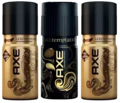 

AXE Deodorant (Gold temptation, Dark temptation, Gold temptation 450ML) pack of 3 Deodorant Spray - For Men(450 ml, Pack of 3)