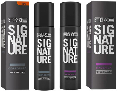 

AXE SIGNATURE MAVERICK BODY PERFUME 122 ML + SIGNATURE CORPORATE BODY PERFUME 122 ML Deodorant Spray - For Men & Women(122 ml, Pack of 2)