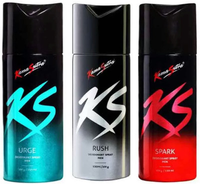 

KS Men Deo (Urge, Spark, Rush) 150ml Each Deodorant Spray - For Men(450 ml, Pack of 3)