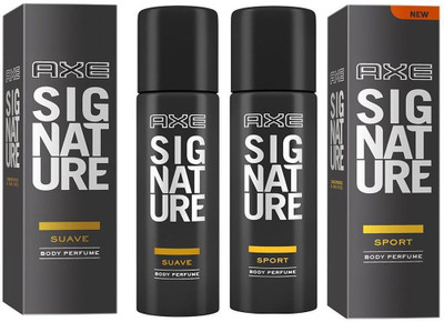 

AXE SIGNATURE SPORT BODY PERFUME 122 ML + SIGNATURE SUAVE BODY PERFUME 122 ML Perfume Body Spray - For Men & Women(122 ml, Pack of 2)