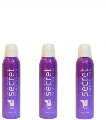 

SECRET Temptation Body Deodorant Pack Of 3 ( Romance ) Deodorant Spray - For Women (450 ml, Pack of 3) Deodorant Spray - For Women(450 ml, Pack of 3)