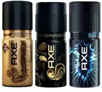 

AXE Deodorant (Gold temptaion, Dark temptaion, Blast 450ML) pack of 3 Deodorant Spray - For Men(450 ml, Pack of 3)