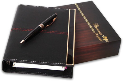 

COI A5 Planner/Organizer(Faux Leather executive organizer diary / planner with pen 2018 gift set, Royal Black)