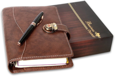 

COI A5 Gift Set(light brown antique lock leatherette executive organizer diary 2018/ planner with pen new year gift set, light brown)