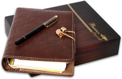 

COI A5 Gift Set(Faux Leather executive organizer diary / planner 2018 with pen new year gift set, Chocolate Brown)