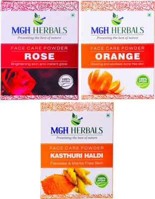 

MGH Herbals Rose Petals, Orange Peel & Kasturi Haldi Face Pack (Pack of 3)(300 g)
