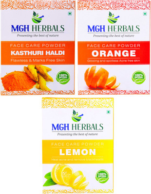 

MGH Herbals Kasturi Haldi, Orange Peel & Lemon Peel Face pack (Pack of 3)(300 g)