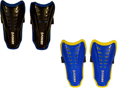 DeNovo Club Football Shin Guard Large Size (2 Pairs) Football Shin Guard(, Black, Blue
