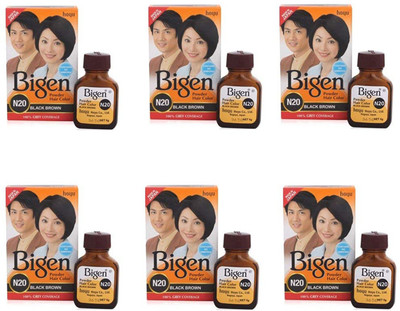

Bigen Long Lasting Powder Hair Colour For Men And Women - 6g Each - ( Combo Pack / Set Of 6 ) Ammonia Free Hair Color(BLACK BROWN - N20)