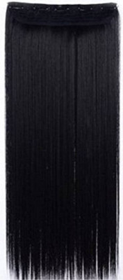 

stylazo Straight Full Head Synthetic Fibre Clip In Extensions 5 Clips Based 24 Inch - For Women And Girls - Feel Like Real s - Premium Quality (Natural Black) Hair Extension