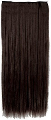 

stylazo Straight Full Head Synthetic Fibre Clip In Extensions 5 Clips Based 24 Inch - For Women And Girls - Feel Like Real s - Premium Quality (Dark Brown) Hair Extension