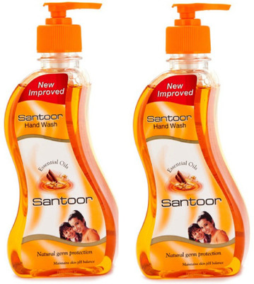 Santoor Classic Sandalwood and Tulsi Soft On Hands Hand Wash Hand Wash Pump Dispenser(2 x 215 ml)