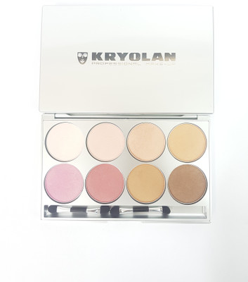 

Kryolan Glamour Glow 8 -Color-Palette Professional Make Up Set-BRIDAL Highlighter(Silver)