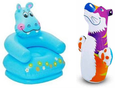 

Speoma BLUE ANIMAL CHAIR AND HIT ME TIGER INFLATABLE TOYS FOR KIDS Inflatable Bouncer, Sofa/ Chair(Multicolor)