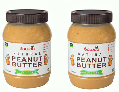 

Bawaa Natural Crunchy Peanut Butter (Unsweetened, Gluten Free, Vegan) 2 kg(Pack of 2)