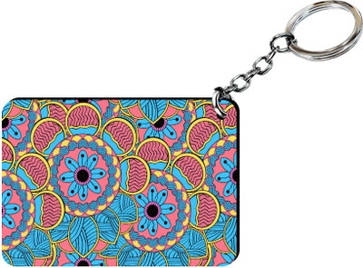 Sivyati Pink-Blue Floral Print Key Chain