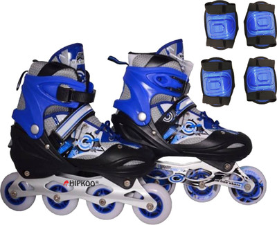 

Hipkoo Adjustable Inline Skates (Size 39-42) Large With Protective Set (Elbow & Knee Guard) Skating Kit