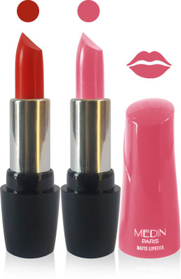 

Medin paris ultra hd elegant colors matte lipstick cosmetics makeup 007 serires femina09 set of 2 color(red pink brown, 10 g)