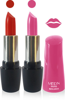 

Medin paris ultra hd elegant colors matte lipstick cosmetics makeup 007 serires femina09 set of 2 color(red pink)