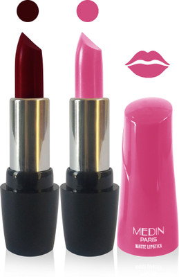 

Medin paris ultra hd elegant colors matte lipstick cosmetics makeup 007 serires femina09 set of 2 color(d maroon pink)