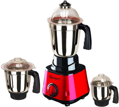 

Sunmeet MiiMetalcRed3Jar 600 W Mixer Grinder(Red, 3 Jars)