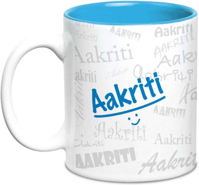 

LOF Aakriti Name Gift Ceramic Inside Blue Gifts For Birthday Ceramic Mug(325 ml)
