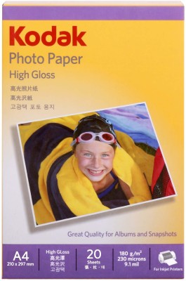 

Kodak High Gloss Inkjet Paper 180GSM A4 Size (210 x 297mm) Photo Paper For a Lifetime of MEMORIES Unruled A4 Inkjet Paper(Set of 3, White)