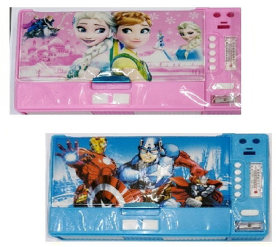 

S2KCrafts frozen & avengers s2kc-1010 frozen & avengers 8 button jumbo plastic pencil box Art Plastic Pencil Boxes(Set of 2, Pink, Light Blue)