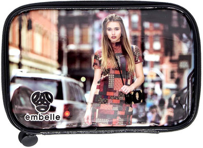 

Shopat7 Double Compartment Featured Kids Stationery Pouch/Travel Pouch Featuring Travelling Girl (Black) Pouch(Black)