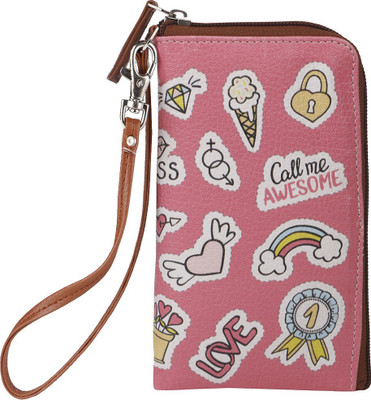 

Thathing Pink Sticker Mobile Phone Pouch Wristlet with Card Slots Mobile Pouch(Pink, Blue, Yellow), Blue;pink;yellow