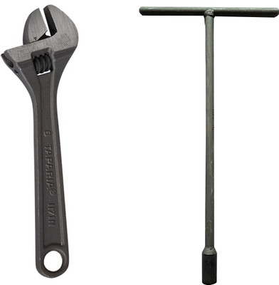 TAPARIA 8 inch adjustable screw spanner and 10 mm t spanner black heavy duty pack of 2 Hand Tool Kit(2 Tools)