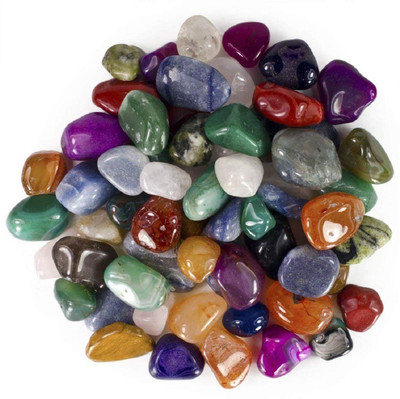 numeroastro Original & Natural 20 Pcs Mix Chakra Tumbled Stones (20 Pcs Set) (2 Cms Approx) Decorative Showpiece  -  2 cm(Crystal, Multicolor)