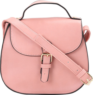 

People Women Casual Pink Genuine Leather Sling Bag