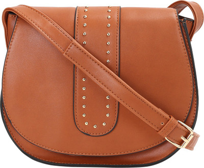 

People Women Casual Brown Genuine Leather Sling Bag