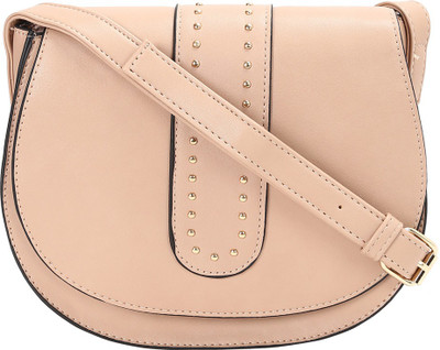 

People Women Evening/Party Beige Genuine Leather Sling Bag
