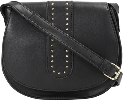 

People Women Casual Black Genuine Leather Sling Bag