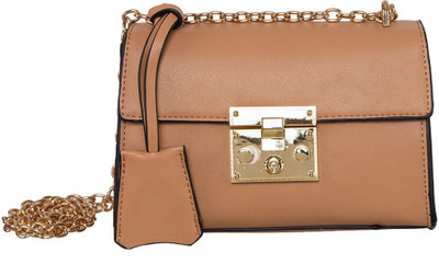 

peaubella Women Formal Beige PU Sling Bag