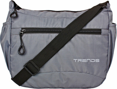 

Trends Men & Women Casual Grey, Black Polyester Sling Bag, Black;grey