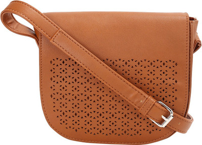 

People Women Formal Brown Genuine Leather Sling Bag