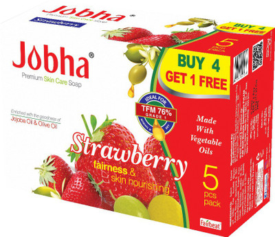 

JOBHA Strawberry Soap with Jojoba oil and Olive oil 375g(375 g, Pack of 5)