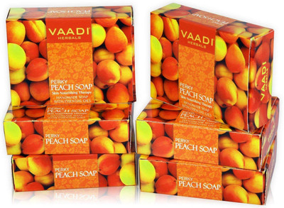 

Vaadi Herbals Super Value Pack of 6 PERKY PEACH SOAP with Almond Oil (5 + 1 FREE)(450 g, Pack of 6)