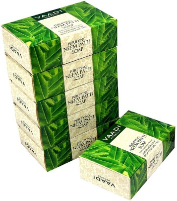 VAADI HERBALS Super Value Pack of 6 Neem Patti Soap - Contains Pure Neem Leaves(6 x 75 g)