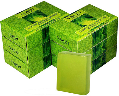 

Vaadi Herbals Super Value Pack of 6 Alluring Neem-Tulsi Soap with Vitamin E & Tea Tree Oil (5 + 1 FREE)(450 g, Pack of 6)