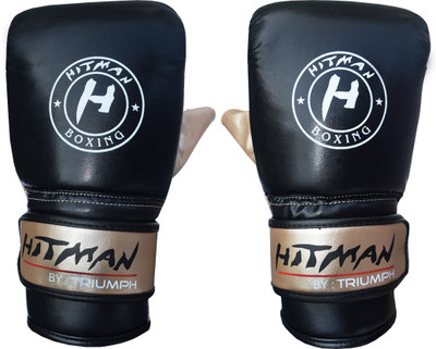 

Hitman Micro Leather Black/Golden Punching Gloves Sparring & Bag Gloves (L, Black, Gold)