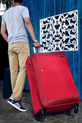 

Nasher Miles Manarola Soft-Sided Luggage Set of 3 Red Trolley/Travel/Tourist Bags (20, 24 &  Cm) Expandable Check-in Luggage -  inch(Red