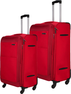 

Nasher Miles Manarola Soft-Sided Luggage Set of 2 Red Trolley/Travel/Tourist Bags (24 &  Cm) Expandable Check-in Luggage -  inch(Red