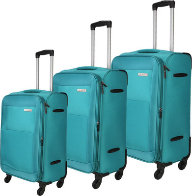 

Nasher Miles Manarola Soft-Sided Luggage Set of 3 Cyan Trolley/Travel/Tourist Bags (20, 24 &  Cm) Expandable Check-in Luggage -  inch(Multicolor